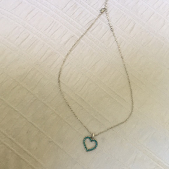 Turquoise Heart Necklace on a Silver Chain - Picture 2 of 4
